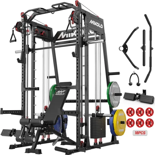 Miniatura 16 de Mikolo M4 2.0 Smith Machine, All-in-One Home Gym Power Cage with LAT Pulldown & Cable Crossover, Squat Rack for Full Body Workouts