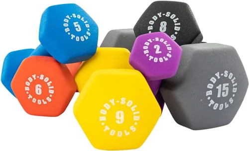 Miniatura 5 de Body-Solid BSTND9 Dumbell de neopreno amarillo de 9 libras