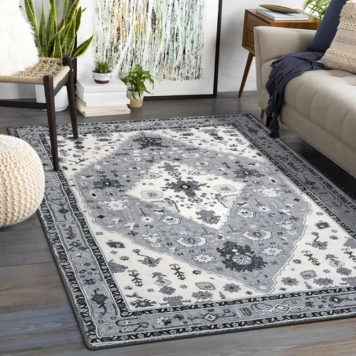 Miniatura 40 de Lahome Alfombra tribal bohemia de 2 x 3 pies, alfombra verde pequeña para entrada, suave, antideslizante, lavable, alfombra de baño bohemia de pelo