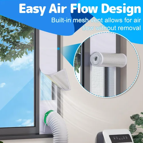 Miniatura 3 de Air Jade Kit de ventilación de puerta corredera de aire acondicionado portátil, kit de ventilación de CA para puerta corredera aislada
