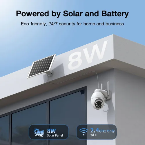 Miniatura 4 de TKENPRO Cámaras de seguridad solares inalámbricas para exteriores, Wi-Fi de 2.4 GHz, grabación continua 24/7, seguimiento automático humano, cámara