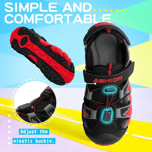 Miniatura 5 de Littleplum Sandalias deportivas con punta cerrada, zapatos de verano para niños, caminar, senderismo, atletismo, al aire libre