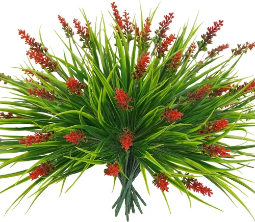 Miniatura 13 de obbsie 12 paquetes de plantas artificiales para exteriores, 18.2" resistentes a los rayos UV, tallos de hierba mono artificial, vegetación, no se