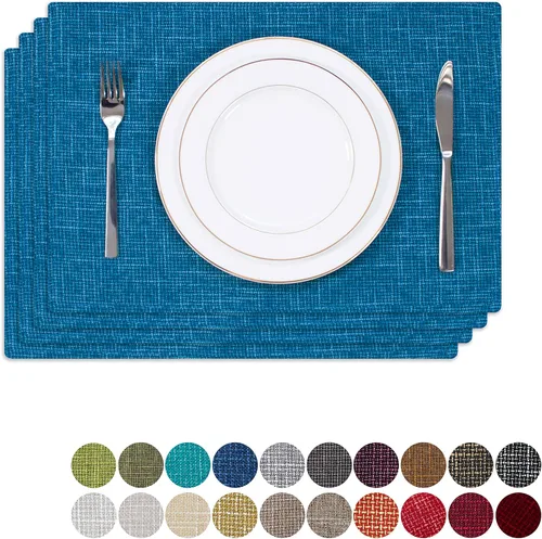 Miniatura 43 de Kevin Textile - Juego de 4 manteles individuales resistentes al calor, lavables, para fiestas, bufé, cenas, 13 x 19 pulgadas, color negro