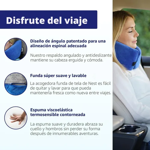 Miniatura 5 de Almohada de apoyo para el cuello TRAVELREST Nest - Esenciales de viaje, espuma viscoelástica, almohada de viaje compacta para vuelos largos
