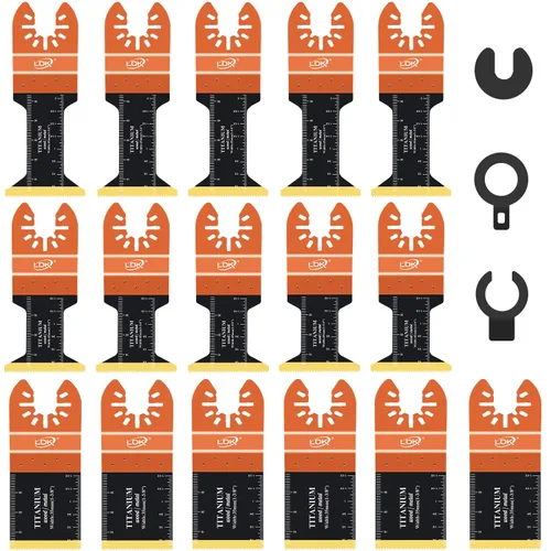 Miniatura 6 de LDK Cuchillas oscilantes de titanio, 16 unidades, cuchillas multiherramienta universales profesionales para madera, plástico, pernos de uñas