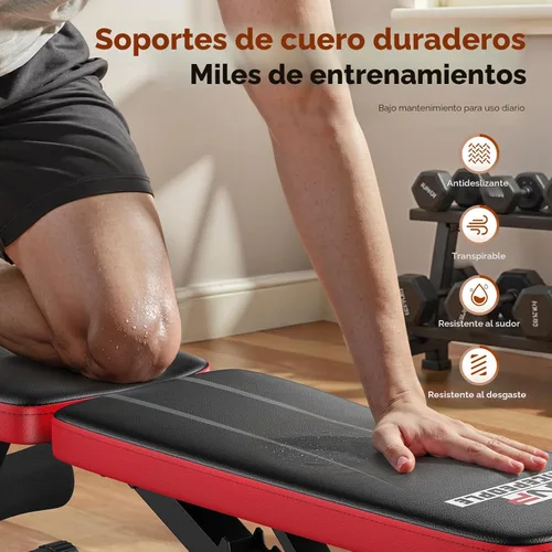 Miniatura 7 de NICEPEOPLE Banco de pesas básico para gimnasio en casa, banco ajustable de 8 respaldos con capacidad de peso de 299 kg para pecho, hombros, brazos
