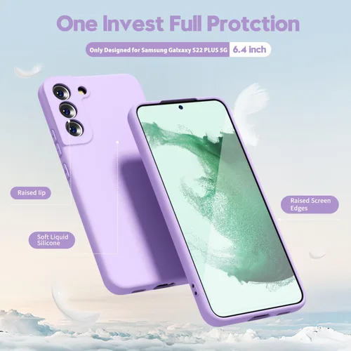 Miniatura 3 de oakxco para Samsung Galaxy S22 Plus - Funda de silicona líquida, linda funda delgada y suave de goma TPU lisa y suave para mujeres y niñas, mate