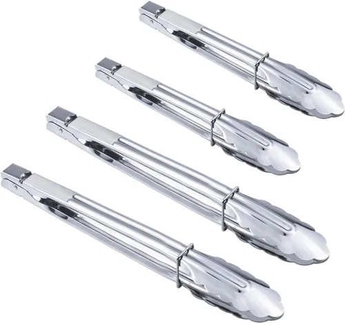 Miniatura 10 de HINMAY Juego de pinzas de cocina de acero inoxidable, pinzas de cocina de metal (7, 9, 12 pulgadas, 3 piezas)