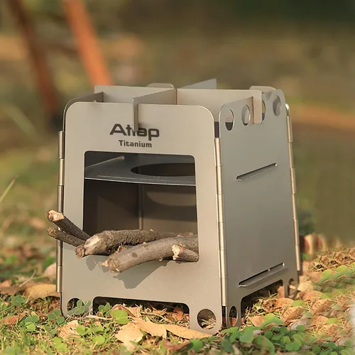 Miniatura 3 de Estufa de leña plegable de titanio Estufa de camping para mochileros Estufa portátil de alcohol para acampar al aire libre Picnic