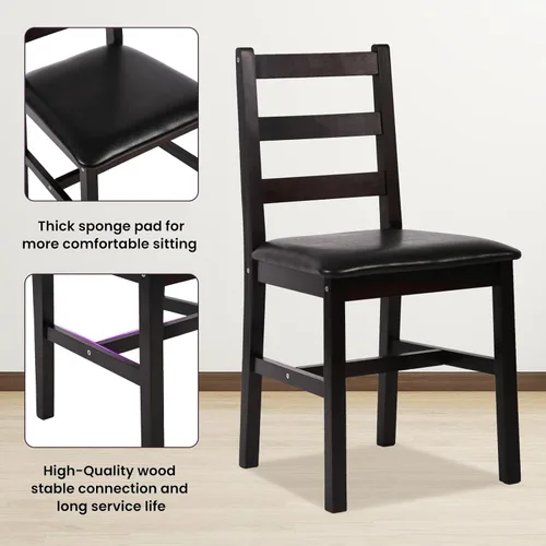 Miniatura 4 de Juego de Mesa de Cocina de 5 Piezas Juego de Mesa de Comedor Mesa Cuadrada de Madera Resistente y Sillas Juego de Mesa de Desayuno para 4 Personas