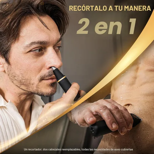 Miniatura 6 de Maquinilla de afeitar eléctrica para hombres, impermeable IPX7, para sienes, ingle, nariz, pelos de oídos, barba, recortadora de vello corporal, kit