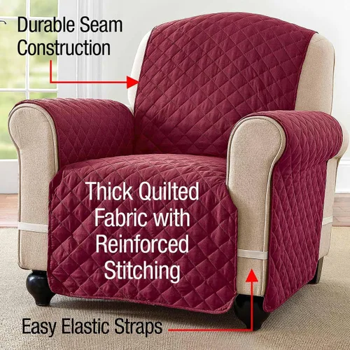 Miniatura 4 de Collections Etc - Funda protectora acolchada, reversible y resistente a derrames para muebles con lazos - Cubre el fondo del asiento, el respaldo