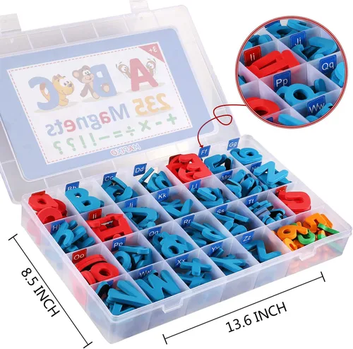 Miniatura 4 de 235 letras magnéticas con tablero magnético, 2 bolígrafos magnéticos borrables y caja de almacenamiento, regalo de alfabeto ABC de espuma