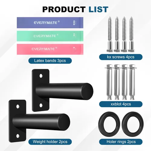 Miniatura 2 de EVERYMATE Soporte para placas de peso, soporte de placa de peso de montaje en pared para placas de parachoques, capacidad máxima de peso de 330