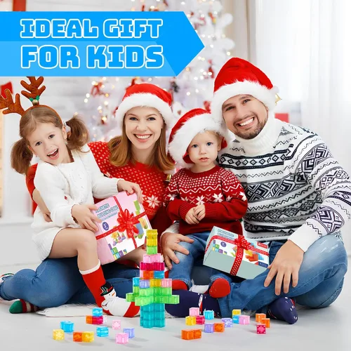 Miniatura 7 de VigorFun Juego de bloques magnéticos, bloques de construcción magnéticos con figura de juguete y bolsa de almacenamiento para regalos de niños