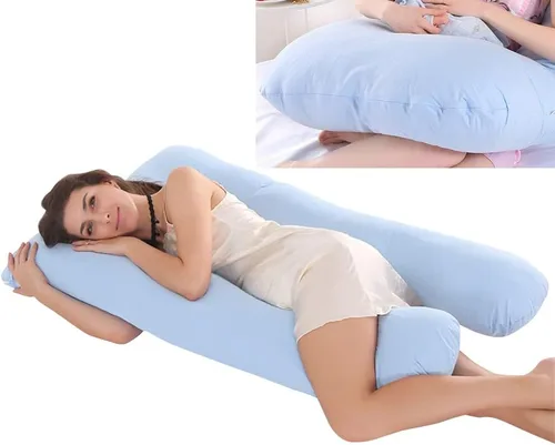 Miniatura 4 de Almohada de embarazo grande en forma de U de cuerpo completo con funda de almohada de algodón reemplazable y lavable para mujeres embarazadas que