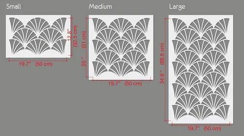 Miniatura 3 de PINKIPO 2-Pack Flower Fan Wall Stencil for Painting, Large Floral Nature Stencils, Reusable Allover Pattern for Walls, Floors and Furniture