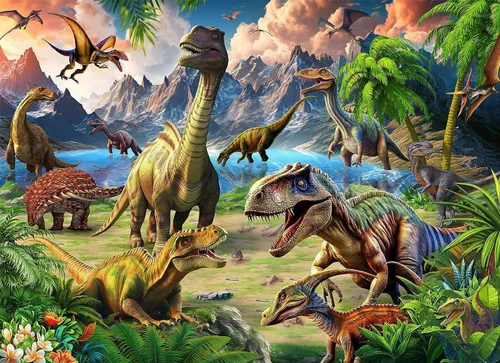 Dinosaur World - Rompecabezas de 100 piezas para niños de 5 a 8 años, juguete educativo de aprendizaje para niños, regalo para niñas de 5 a 10 años