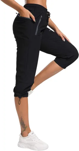 Miniatura 4 de ChinFun Pantalones capri de senderismo para mujer, de secado rápido, estilo cargo, recortados, resistentes al agua, UPF 50+