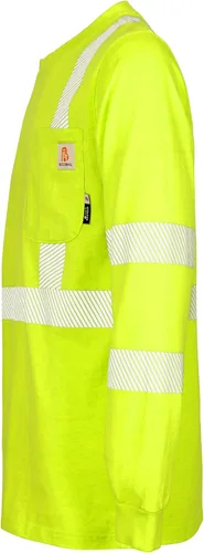 Miniatura 2 de BOCOMAL FR Tee Shirts High Visibility/Hi Vis Flame Resistant/Fire Retardant Shirt 7oz Reflective Hombres Seguridad Camisas
