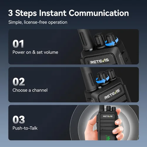 Miniatura 7 de Retevis RT21H - Radio de 2 vías de largo alcance, pantalla oculta de walkie talkies manejados por negocios, duradera y resistente, sin licencia FRS