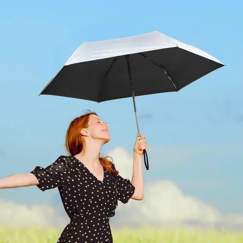Miniatura 6 de G4Free Paraguas de viaje con protección UV UPF 50+ con mango de madera, 42 pulgadas, ligero, para sol, lluvia, plegable, cierre automático