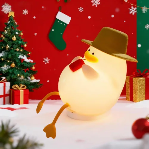 Miniatura 6 de Happy Duck Luz de noche con sombrero Regalo de cumpleaños Lámpara de silicona linda Dormitorio Luz de sueño LED Niños Linda luz nocturna Luz