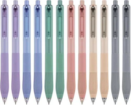 Linbsunne Bolígrafos de gel de tinta color negro para oficina, de punta fina de 0.5 mm, de trabajo retráctil de escritura suave (12 unidades)