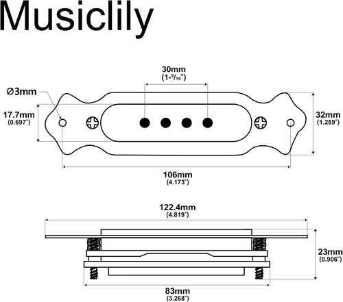 Miniatura 2 de Musiclily Arnés de cableado pre-cableado negro de la recogida de la bobina del agujero de sonido sola para la guitarra de 4 cuerdas