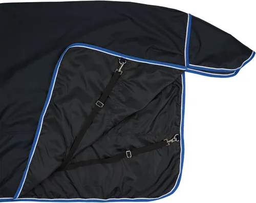 Miniatura 5 de HORZE Glasgow - Manta de invierno impermeable de peso medio con cubierta para el cuello (relleno de 5.29 oz), color azul oscuro, 66 pulgadas