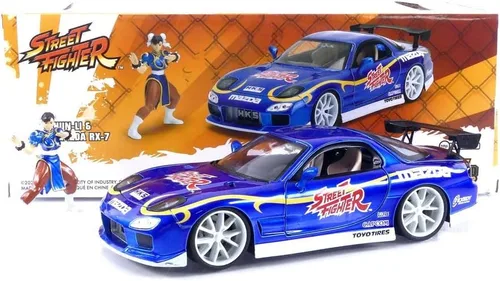 Miniatura 7 de Jada Street Fighter 1:24 1993 Mazda RX-7 - Coche fundido a presión y figura de Chun-Li de 2.75 pulgadas, juguetes para niños y adultos