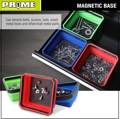 Miniatura 4 de PR1ME Juego de Bandejas Magnéticas Plegables para Piezas, Bandeja Magnética Plegable, 3 Piezas de Cuencos Cuadrados de Silicona de 4.25 Pulgadas