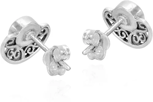 Miniatura 3 de Elegantes aretes de tuerca de plata de ley 925 con símbolo de Yin y Yang equilibrados en espiral, Esmalte