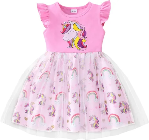 Vestido de tul para niños pequeños, disfraz de unicornio para cumpleaños, fiesta de princesa, falda tutú casual de verano para niñas