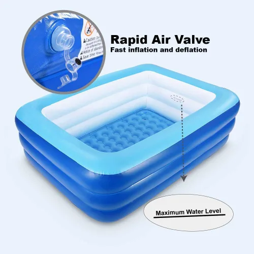 Miniatura 8 de Piscinas inflables para niños y adultos, 82 x 57 x 25 pulgadas con suelo suave inflable, piscina familiar duradera para patio trasero, jardín o 82