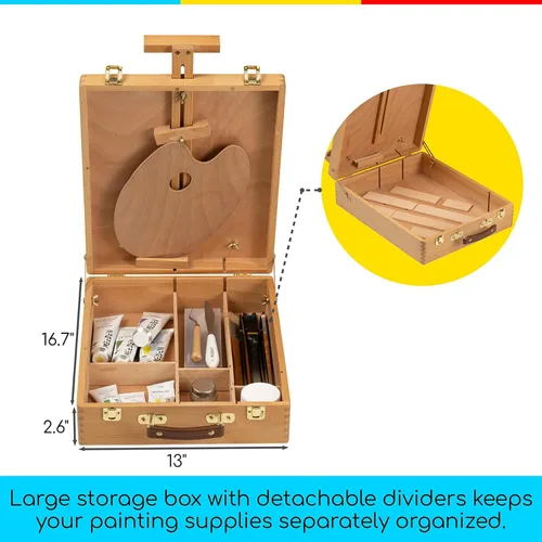 Miniatura 5 de MEEDEN Caballete de Mesa Extra Grande, Caballetes de Mesa de Madera de Haya Sólida para Pintar Lienzo, Caballete Caja de Bocetos, Caballete de Arte