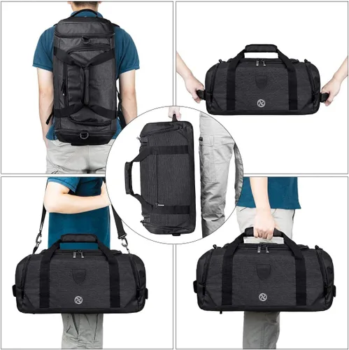Miniatura 7 de Bolsa de lona para gimnasio impermeable bolsa de viaje para hombres y mujeres bolsa de noche con compartimento para zapatos Negro talla única