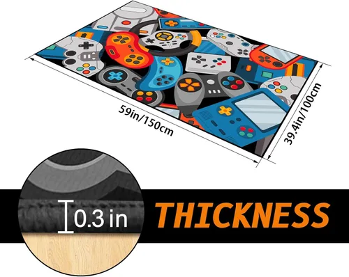 Miniatura 2 de Alfombra de área de juegos, alfombra de juegos 3D, tapete controlador de gamepad para niños y niñas, dormitorio, sala de juegos, alfombras Azul