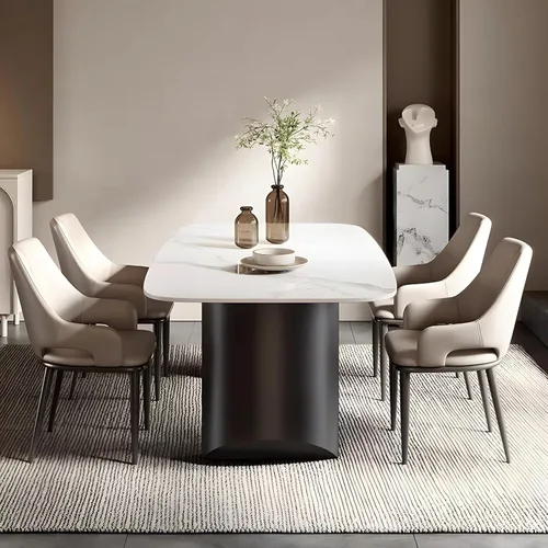 Miniatura 3 de Juego de 2 sillas de comedor modernas, sillas de metal con costuras y patas de metal, sillas de cocina modernas tapizadas de piel sintética, silla