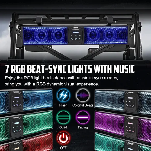 Miniatura 2 de Barra de sonido UTV de 26 pulgadas con 6 altavoces, barra de sonido ATV Bluetooth con iluminación RGB, sincronización de música, barra de sonido
