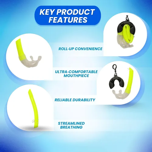 Miniatura 5 de Scuba Choice Silicone Roll-up Nautilus Snorkel with Storage Case, Compact 15" Flexible Snorkel, 3-1/2" Container, Easy to Pack & Store, Includes
