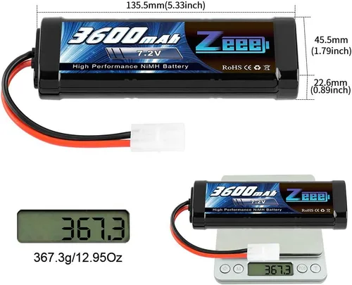 Miniatura 3 de Zeee 7.2V 3600mAh RC NiMH Batería con Tamiya Plug 2 Pack Baterías con 1 unids Lipo Safe Bag Bolsa ignífuga a prueba de explosiones para carga
