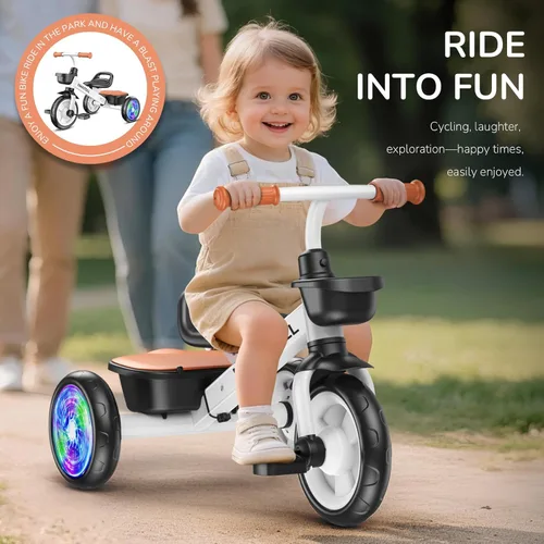 Miniatura 5 de Umatoll Triciclo para niños pequeños de 2 a 5 años, bicicleta ajustable para niños pequeños juguetes al aire libre, regalo de cumpleaños para niño