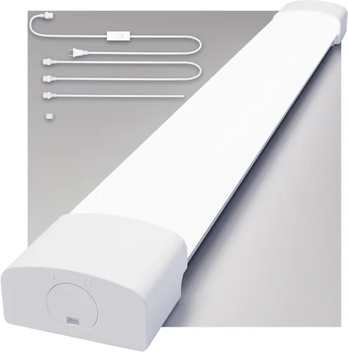 Lámpara LED para tienda, luz de pared conectable de 2 pies de 18 W, luz de armario de 5000 K para banco de trabajo, cocina, sótano, iluminación
