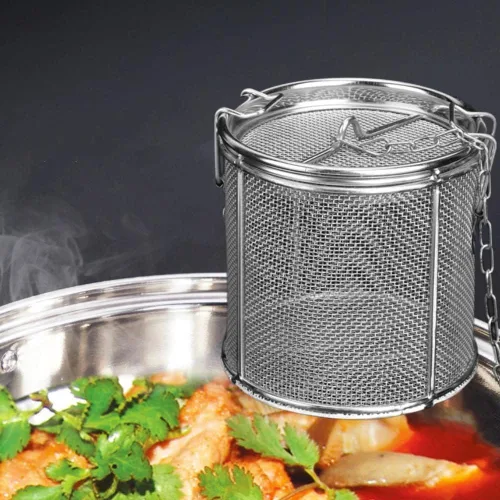 Miniatura 8 de AUNMAS Colador de condimentos de acero inoxidable, infusor de colador de té con cadena, condimentos de sopa, filtro de cesta de separación, té más