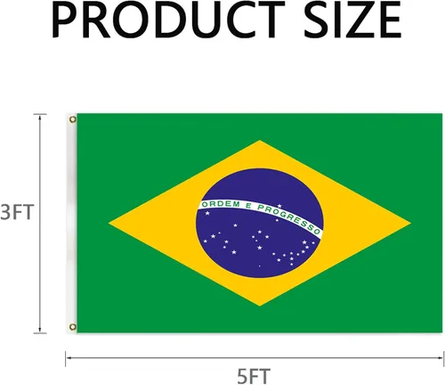 Miniatura 2 de Banderas brasileñas para exteriores, bandera de Brasil de 3 x 5, color vivo, resistente a la decoloración, doble costura, con ojales de latón
