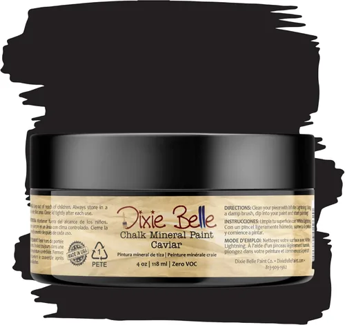 Miniatura 405 de Dixie Belle Paint Company - Pintura con acabado de tiza para muebles, color negro (Caviar), 1 galón, 128 fl oz, pintura mineral color rosa intenso