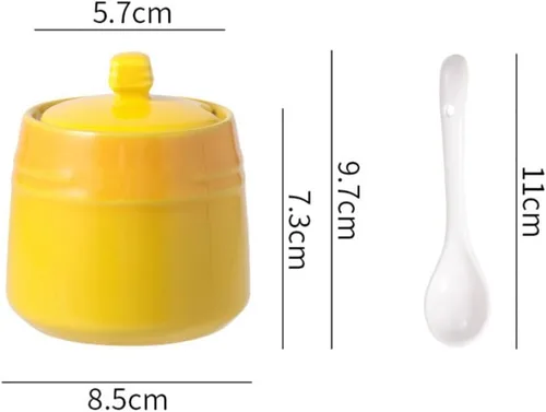 Miniatura 5 de Kichvoe Tarro de cerámica para condimentos con cuchara, recipiente de sal, contenedor de azúcar, botella de almacenamiento de condimentos