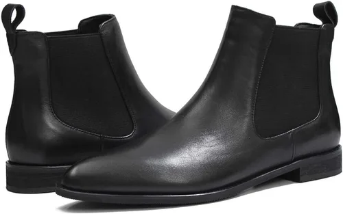 Miniatura 7 de ONEENO Botas Chelsea de cuero con punta puntiaguda para mujer